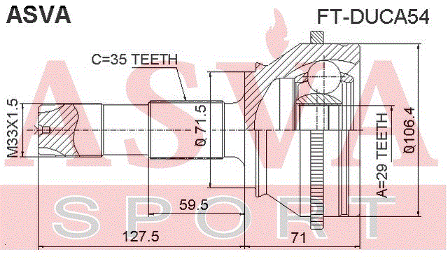 ШРУС НАРУЖНЫЙ 29x71.6x35 FT-DUCA54