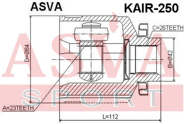 ШРУС ВНУТРЕННИЙ ПРАВЫЙ 23x42x26 KAIR-250