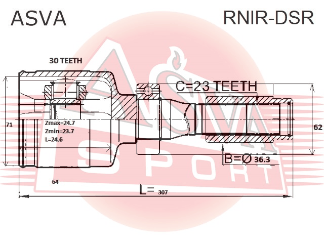 ШРУС ВНУТРЕННИЙ ПРАВЫЙ 33X40.6X26 RNIR-DSR
