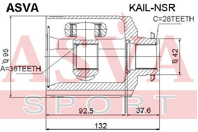 ШРУС ВНУТРЕННИЙ ПРАВЫЙ 36x28 KAIL-NSR