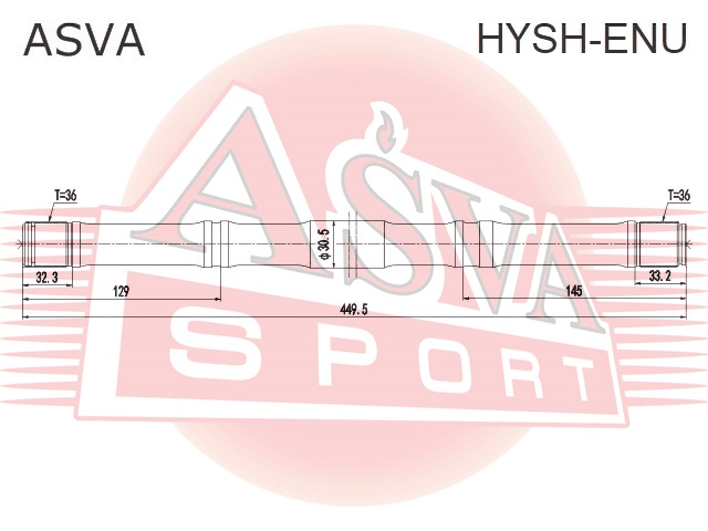ПРОМЕЖУТОЧНЫЙ ВАЛ 36Х449,5Х36 HYSH-ENU