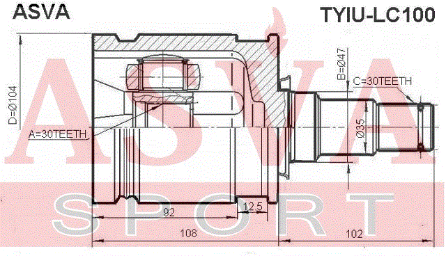 ШРУС ВНУТРЕННИЙ 30x47x30 TYIU-LC100