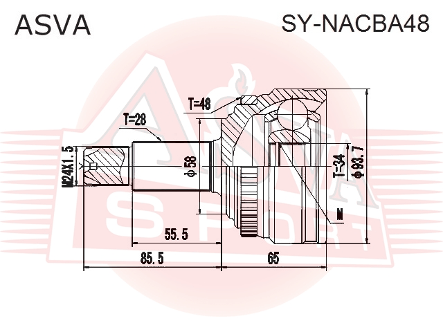 ШРУС НАРУЖНЫЙ 34x58x28 СТОПОР ВНУТРИ SY-NACBA48