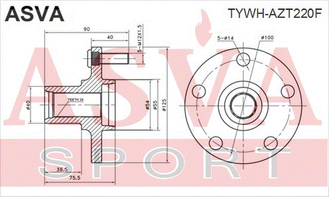 СТУПИЦА ПЕРЕДНЯЯ TYWH-AZT220F