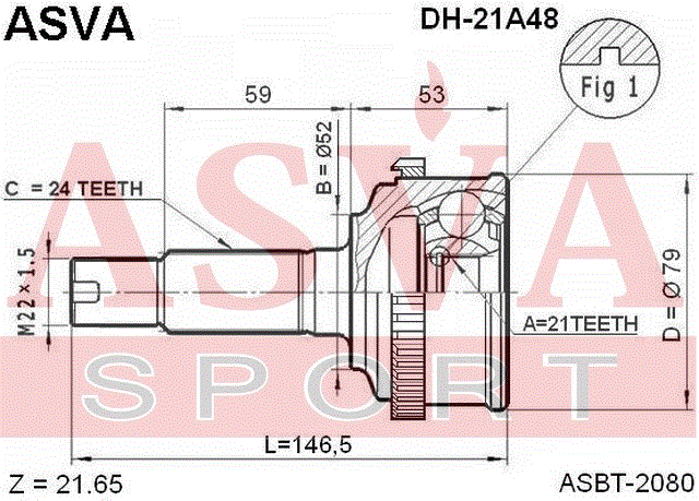 ШРУС НАРУЖНЫЙ 21x52x24 DH-21A48
