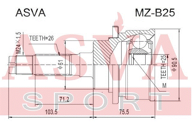 ШРУС НАРУЖНЫЙ 25x61x26 MZ-B25