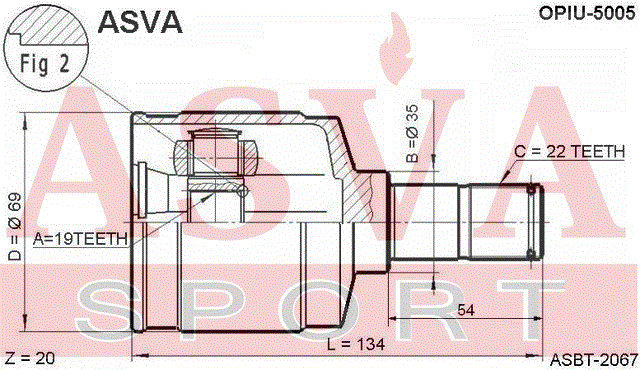 ШРУС ВНУТРЕННИЙ 19x35x22 OPIU-5005