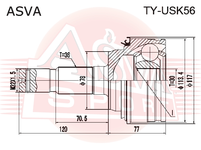 ШРУС НАРУЖНЫЙ 30x78x36 TY-USK56