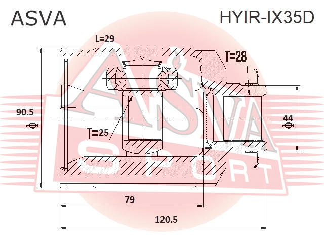 ШРУС ВНУТРЕННИЙ 25X44X28 HYIR-IX35D