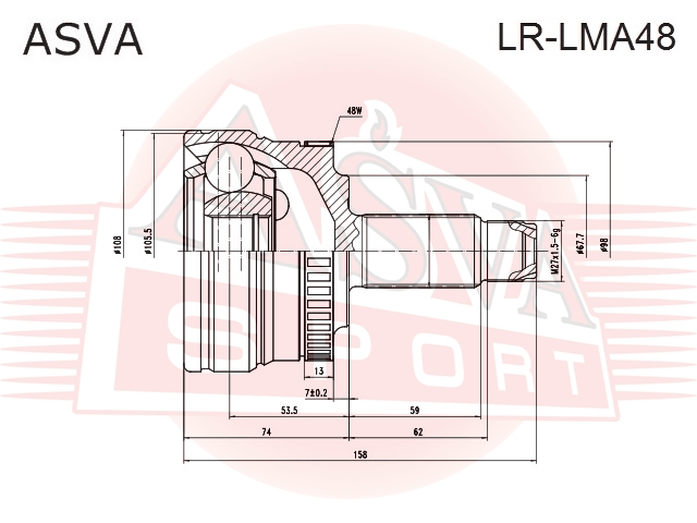 ШРУС НАРУЖНЫЙ ПЕРЕДНИЙ 29X67.6X30 LR-LMA48