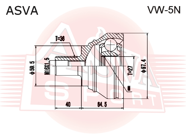 ШРУС НАРУЖНЫЙ 27x59.5x36 VW-5N