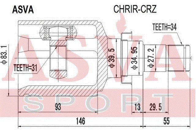 ШРУС ВНУТРЕННИЙ ПРАВЫЙ 31x35x34 CHRIR-CRZ