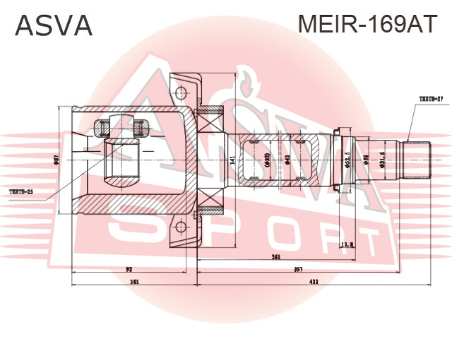 ШРУС ВНУТРЕННИЙ 25X38X27 MEIR-169AT