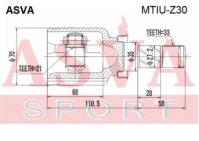 ШРУС ВНУТРЕННИЙ 21X35X33 MTIU-Z30