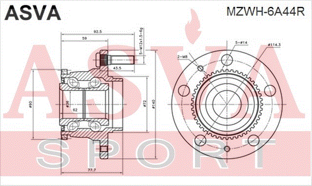СТУПИЦА ЗАДНЯЯ С КОЛЬЦОМ АБС MZWH-6A44R