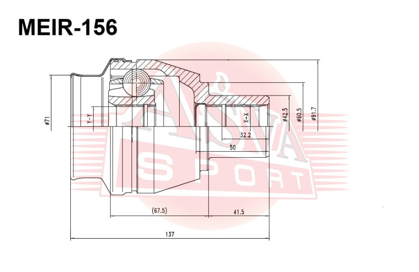 ШРУС ВНУТРЕННИЙ ПРАВЫЙ 27x59.5x27 MEIR-156