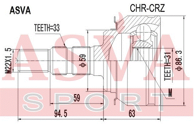 ШРУС НАРУЖНЫЙ 31x59x33 CHR-CRZ