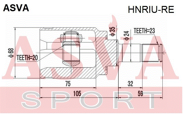 ШРУС ВНУТРЕННИЙ ЗАДНИЙ 20x35x23 HNRIU-RE
