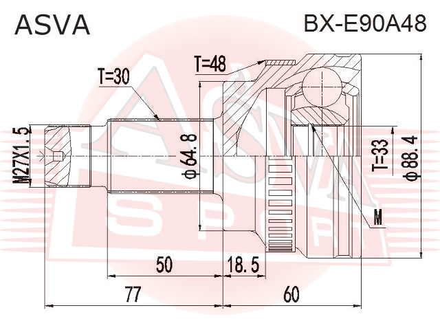 ШРУС НАРУЖНЫЙ 33X64.8X30 BX-E90A48