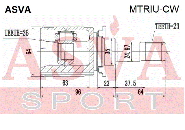 ШРУС ВНУТРЕННИЙ ЗАДНИЙ 26x35x23 MTRIU-CW