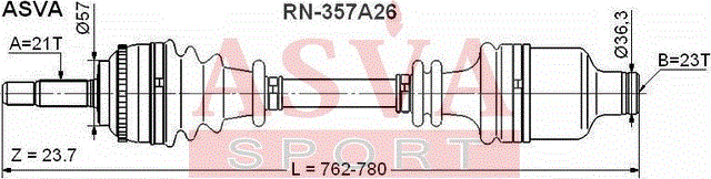 ПРИВОД ПРАВЫЙ 30x754x21 RN-357A26
