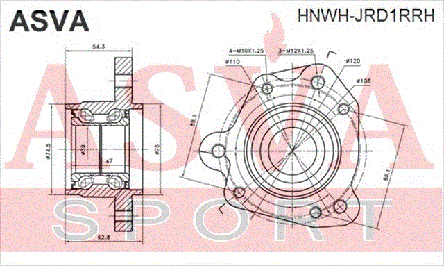 ПОДШИПНИК ЗАДНЕЙ ПРАВОЙ СТУПИЦЫ HNWH-JRD1RRH