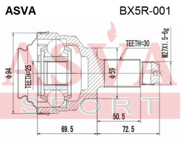 ШРУС НАРУЖНЫЙ ЗАДНИЙ 25x59x30 BX5R-001