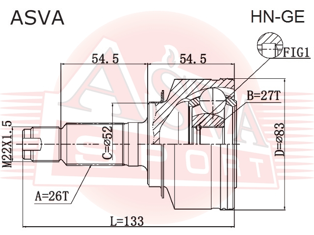 ШРУС НАРУЖНЫЙ 27X51.9X26 HN-GE