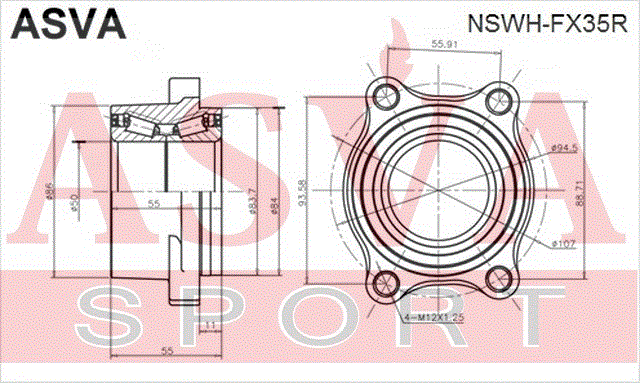 ПОДШИПНИК ЗАДНЕЙ СТУПИЦЫ NSWH-FX35R