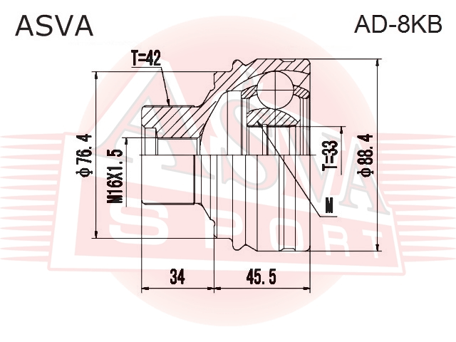 ШРУС НАРУЖНЫЙ 33x76.4x42 AD-8KB