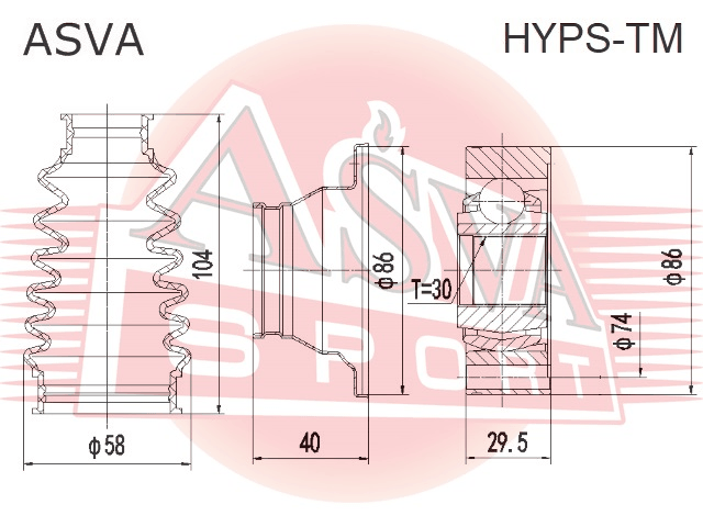 ШРУС КАРДАННОГО ВАЛА 30X74 HYPS-TM
