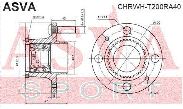 СТУПИЦА ЗАДНЯЯ С КОЛЬЦОМ АБС CHRWH-T200RA40