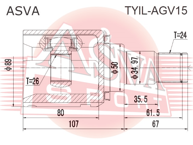 ШРУС ВНУТРЕННИЙ ЛЕВЫЙ 26x50x24 TYIL-AGV15