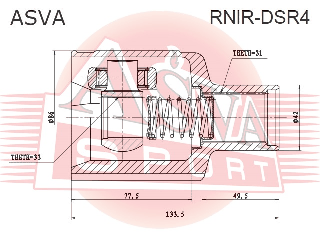 ШРУС ВНУТРЕННИЙ ПРАВЫЙ 33X35.7X31 RNIR-DSR4