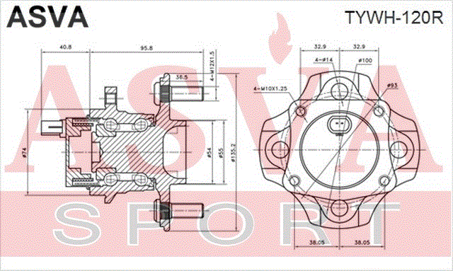 СТУПИЦА ЗАДНЯЯ С ДАТЧИКОМ АБС TYWH-120R