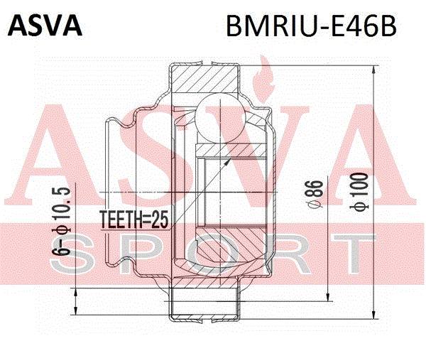 ШРУС ВНУТРЕННИЙ ЗАДНИЙ 25x100 BMRIU-E46B
