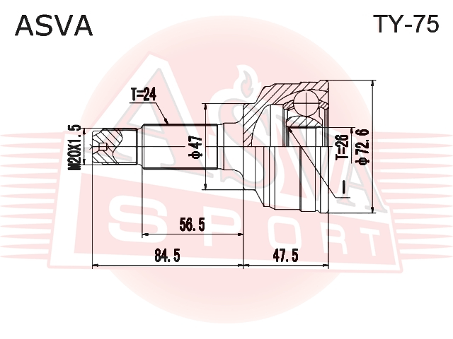 ШРУС НАРУЖНЫЙ 26x47x24 TY-75