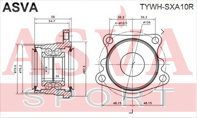 ПОДШИПНИК ЗАДНЕЙ СТУПИЦЫ TYWH-SXA10R