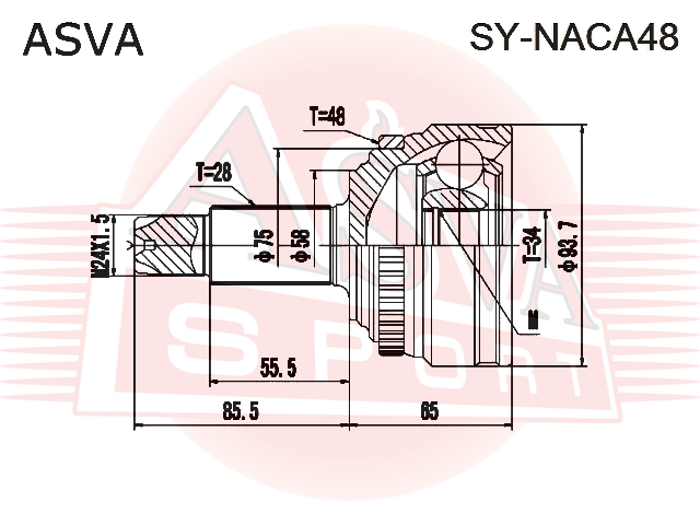 ШРУС НАРУЖНЫЙ 34x58x28 СТОПОР СНАРУЖИ SY-NACA48