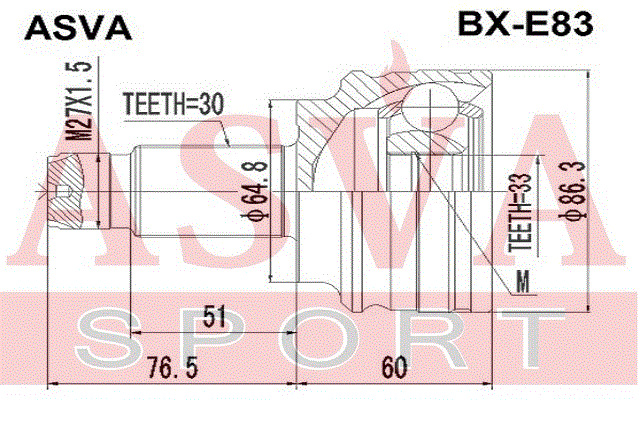 ШРУС НАРУЖНЫЙ 33x65x30 BX-E83