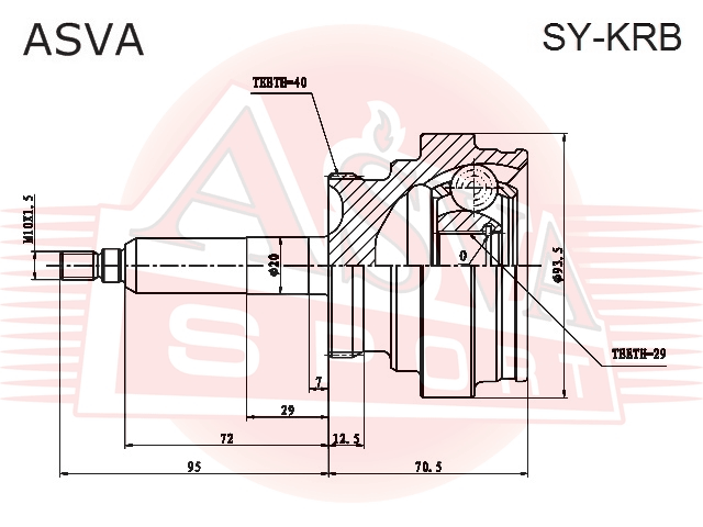 ШРУС НАРУЖНЫЙ 29X74.5 SY-KRB