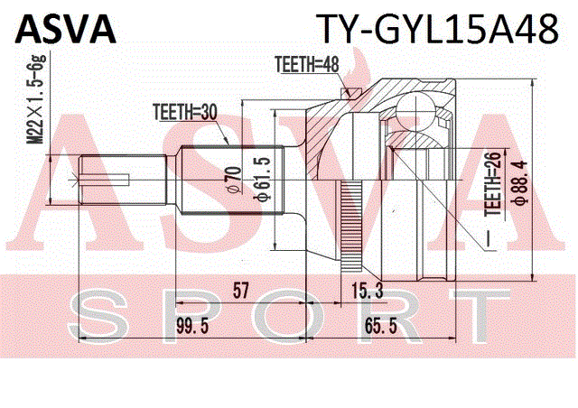 ШРУС НАРУЖНЫЙ 26x62x30 TY-GYL15A48