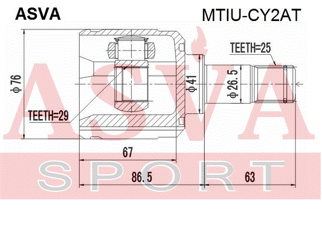 ШРУС ВНУТРЕННИЙ 29x41x25 MTIU-CY2AT