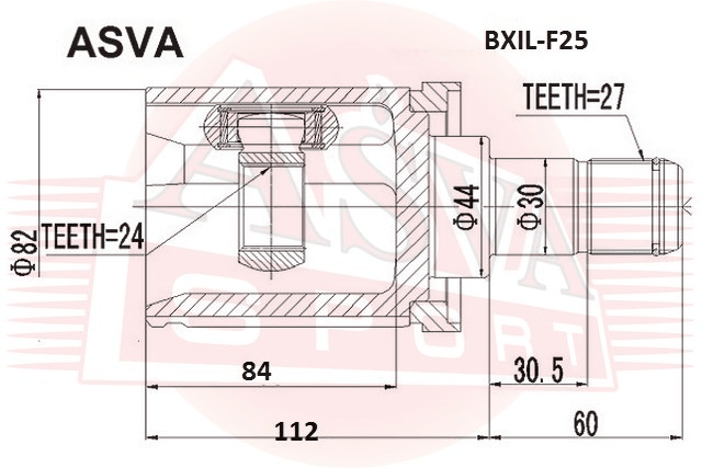 ШРУС ВНУТРЕННИЙ ЛЕВЫЙ 24X44X27 BXIL-F25