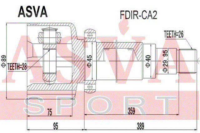 ШРУС ВНУТРЕННИЙ ПРАВЫЙ 28x40x26 FDIR-CA2