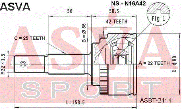 ШРУС НАРУЖНЫЙ 22x55x25 NS-N16A42