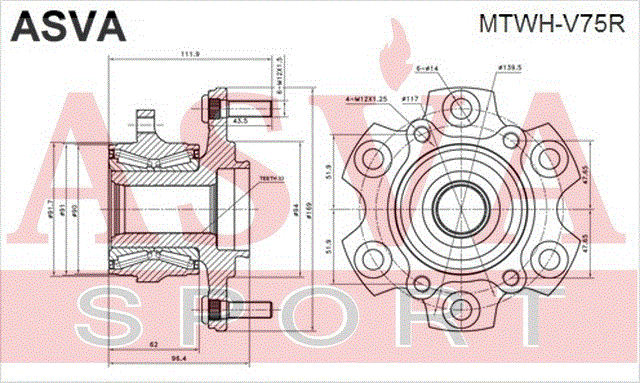СТУПИЦА ЗАДНЯЯ MTWH-V75R