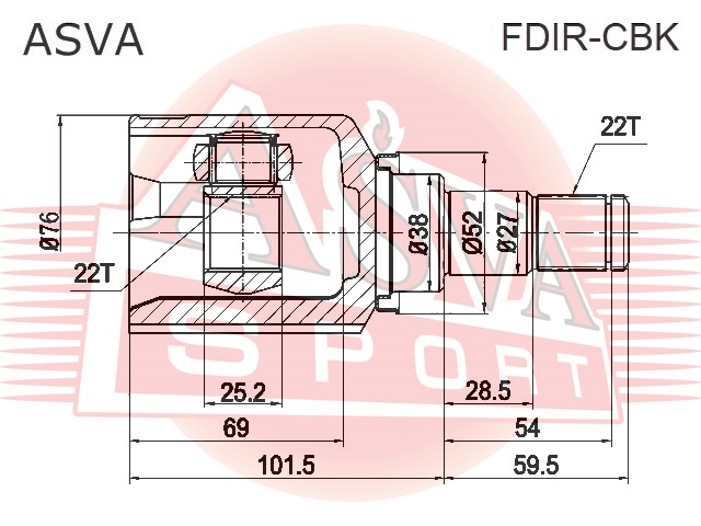 ШРУС ВНУТРЕННИЙ ПРАВЫЙ 21X38X22 FDIR-CBK