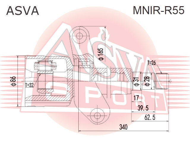 ШРУС ВНУТРЕННИЙ ПЕРЕДНИЙ ПРАВЫЙ 32X31X26 MNIR-R55