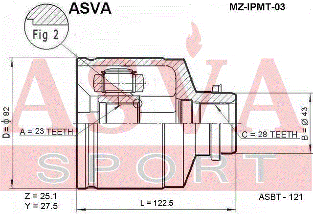 ШРУС ВНУТРЕННИЙ ПРАВЫЙ 23x43x28 MZ-IPMT-03
